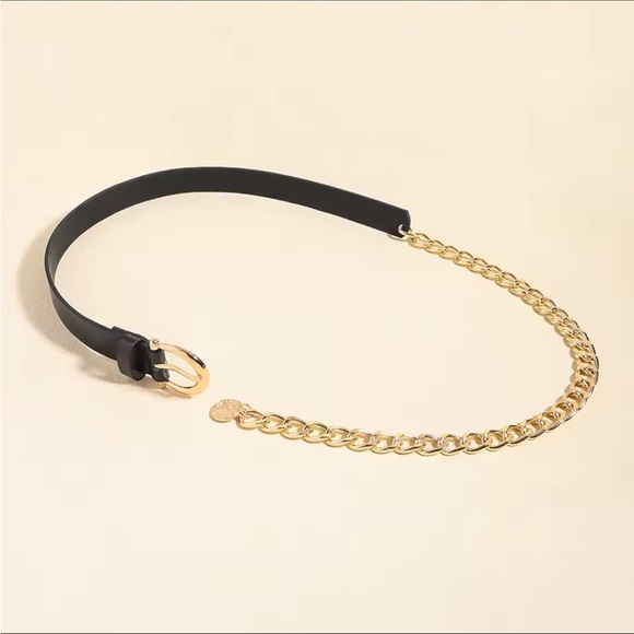 NWT - BELT Chain - Black and Gold Chain Belt - Adjustable - Stylish - Luxury - Picture 5 of 7